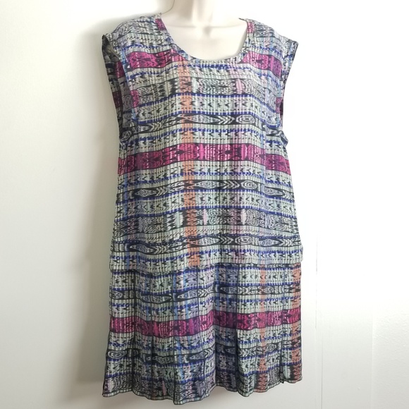 Aiko Silk Pruitt Ikat Tunic Sleeveless Dress - Picture 4 of 8